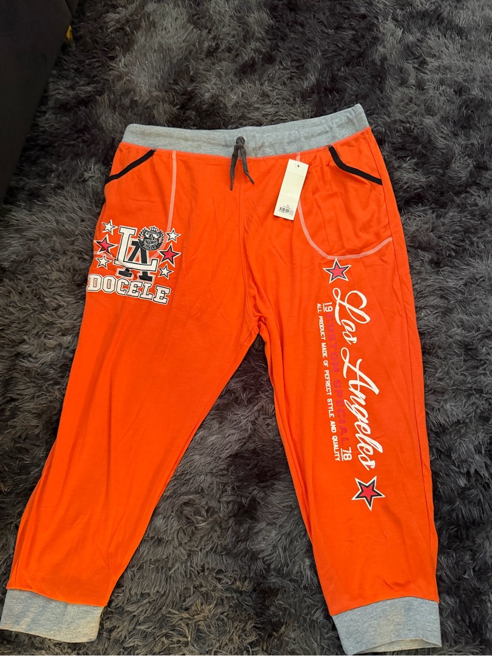Orange Kids Jogger Pants with Grey Trim